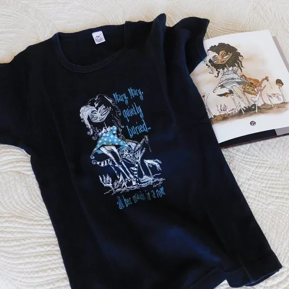 Rare Gris Grimly Wicked Nursery Rhyme Mistress Mary Hot Topic style goth T shirt - Picture 13 of 15